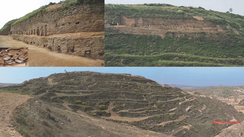 Diferentes vistas de las partes desenterradas de la pirámide.